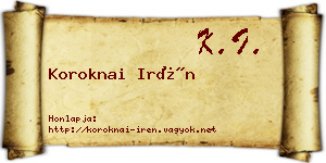 Koroknai Irén névjegykártya